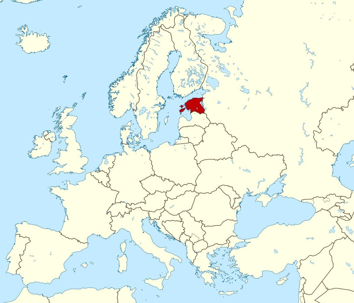 Estonia vị trí trên bản đồ thế giới